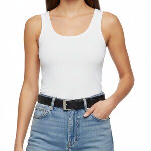 Vincenza Italian Calf Skin Black Leather Belt 405 Size 34 No Buckle